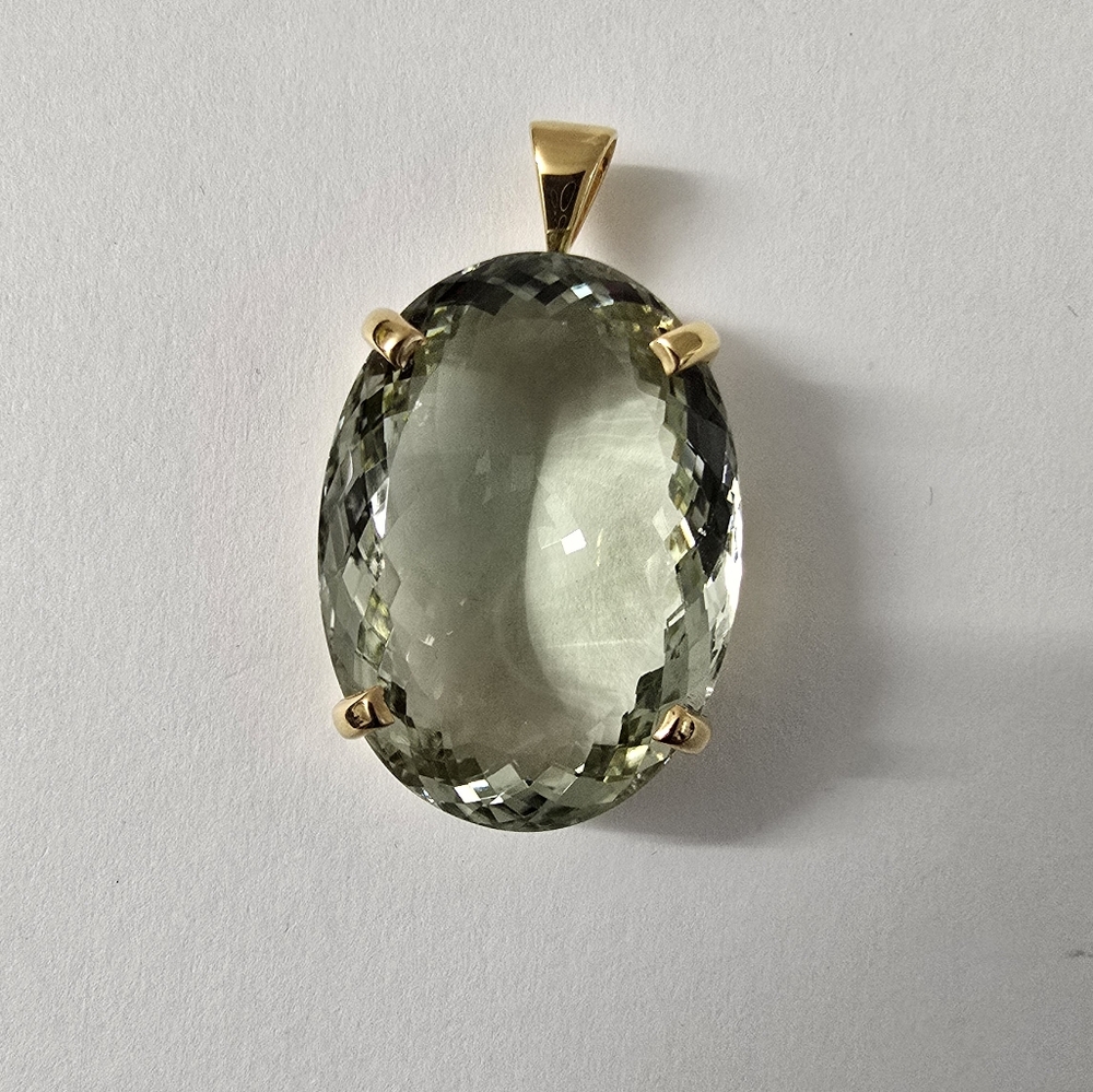 Watch Video / Sterling Silver 925 Prasiolite Pendant